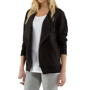 LULULEMON Mula Asymmetrical Jacket Bundle Wrap Zip Moto. Angle zip